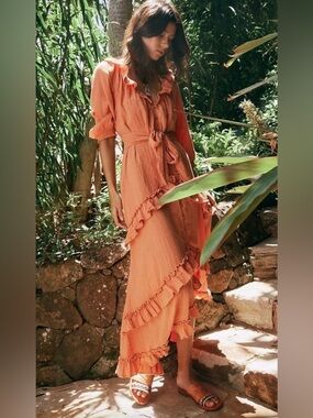 Free People oh so romantic maxi ruffled bohemian Dress